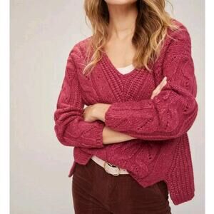 Anthropologie Ramona Alpaca blend Cable Knit Sweater Size Small